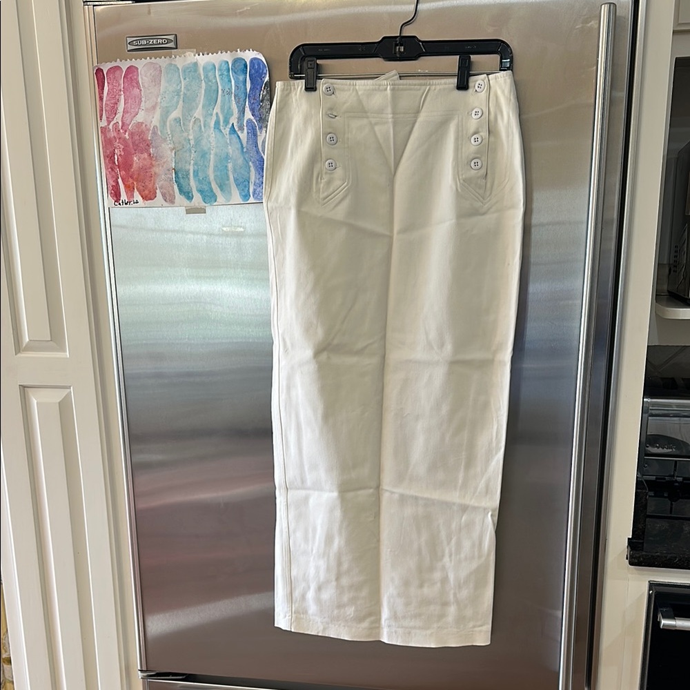 White Button-Front Skirt